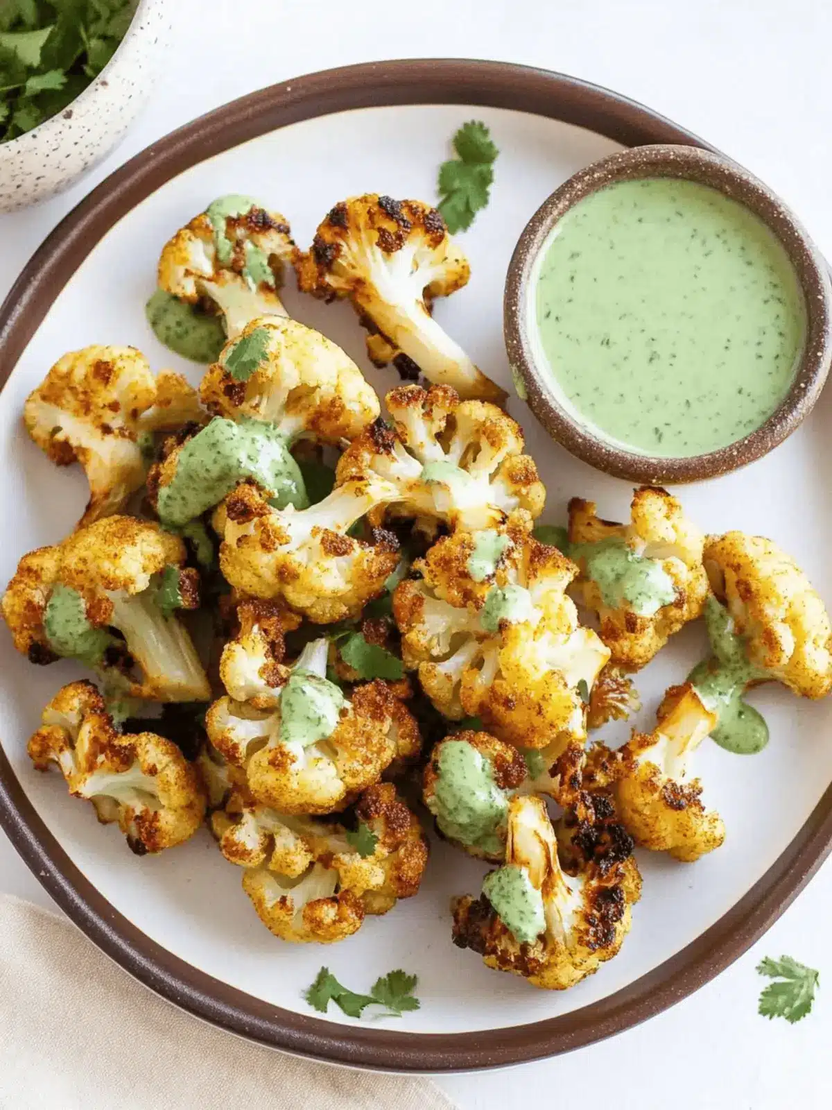 Crispy Air Fryer Cauliflower with Cilantro Yogurt Sauce Delight 3 Air Fryer Cauliflower with Cilantro Yogurt Sauce