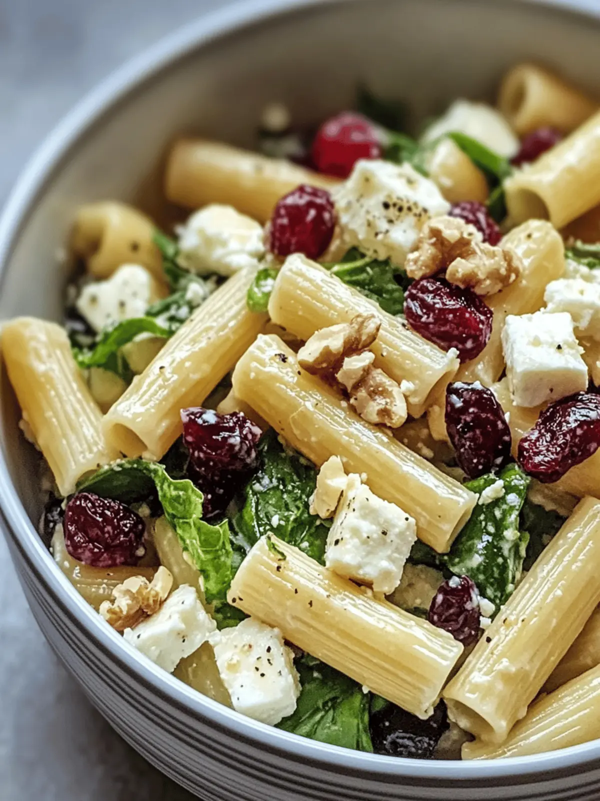 Feta Cranberry Rigatoni Salad with Bright Lemon Vinaigrette 3 Feta Cranberry Rigatoni Salad with Lemon Vinaigrette