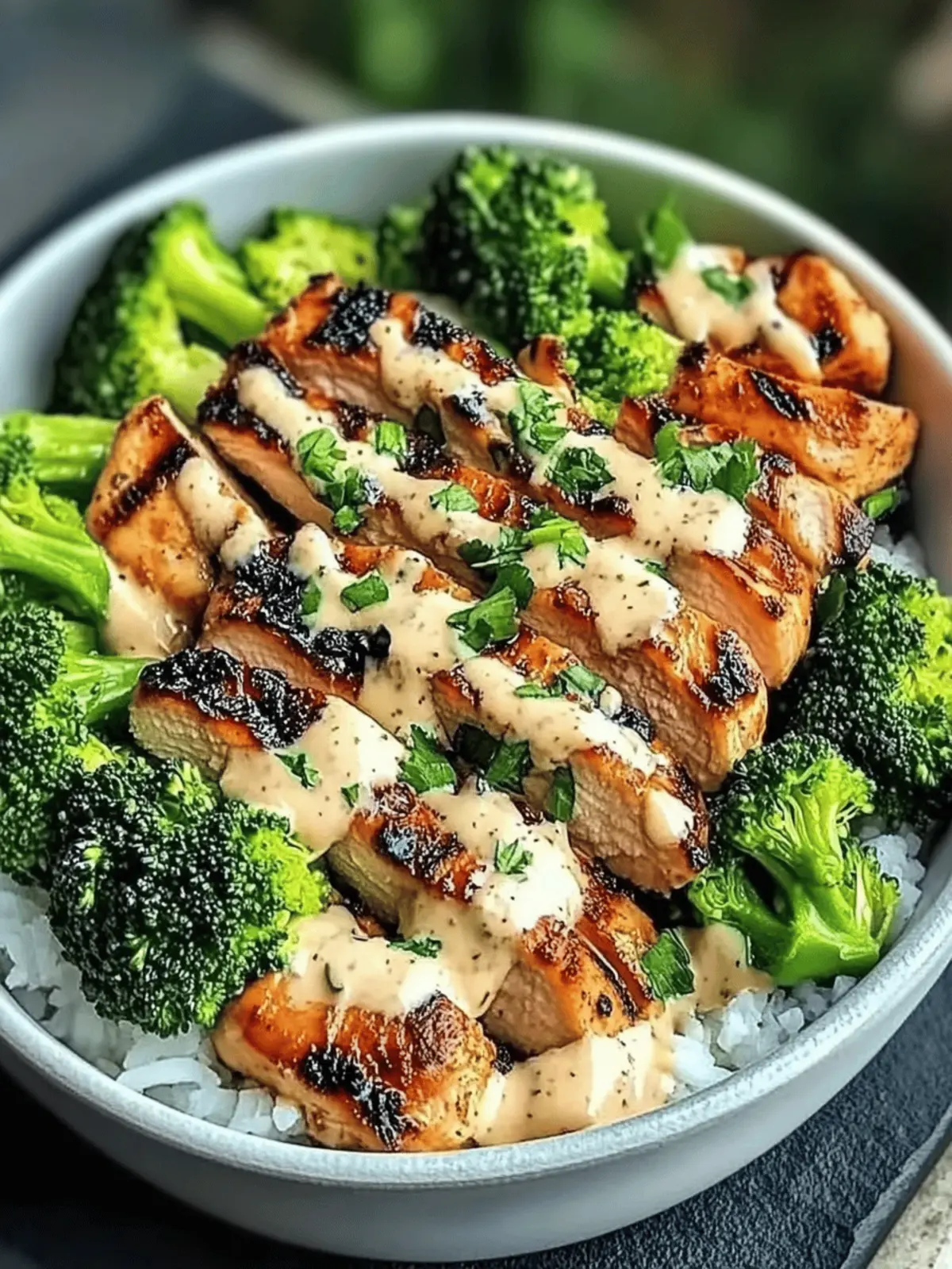 Delicious Grilled Chicken & Broccoli Bowls with Creamy Garlic Sauce 3 Grilled Chicken & Broccoli Bowls with Creamy Garlic Sauce