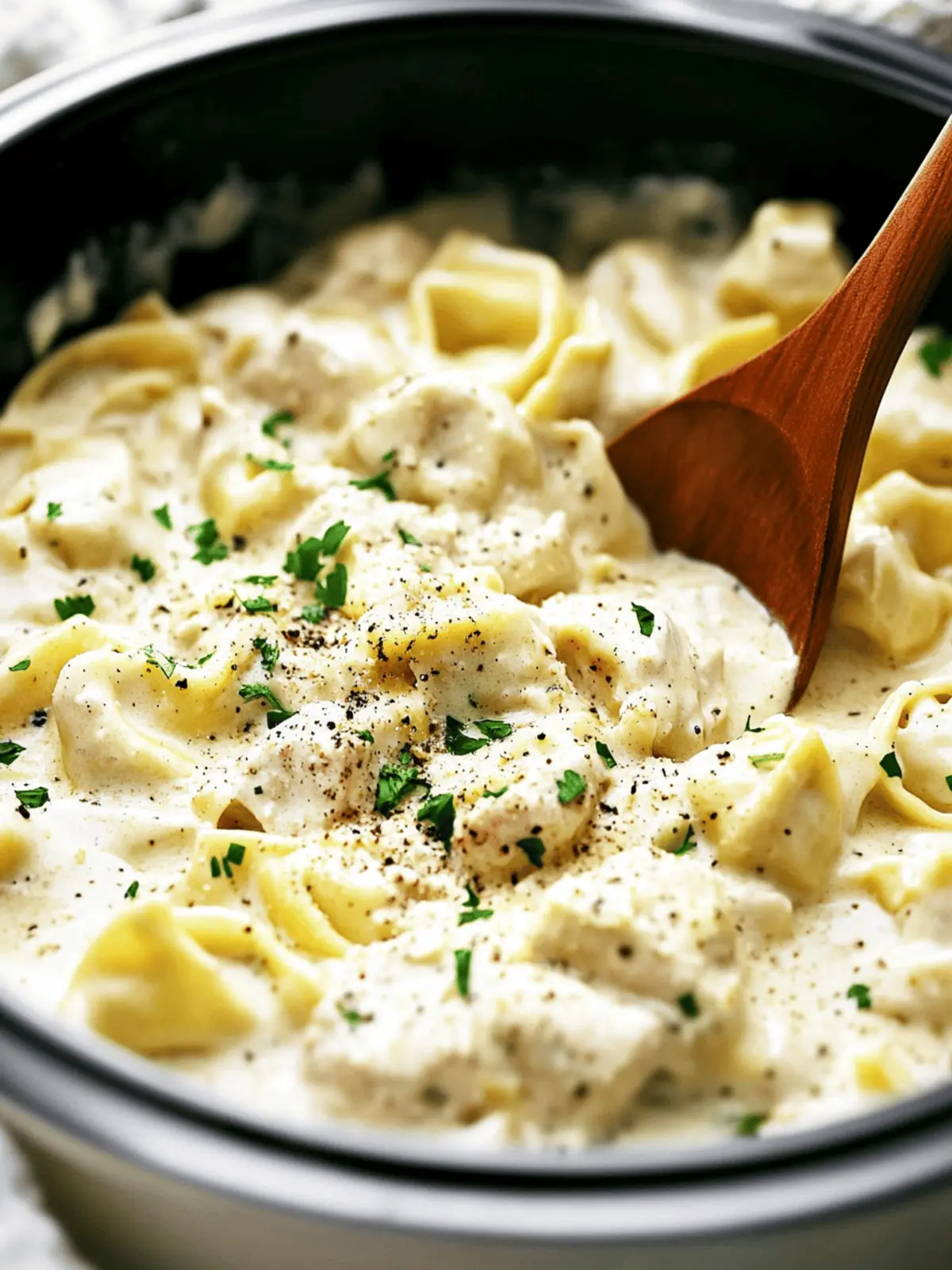 Slow Cooker Chicken Alfredo Tortellini: Dinner Made Easy! 4 Slow Cooker Chicken Alfredo Tortellini