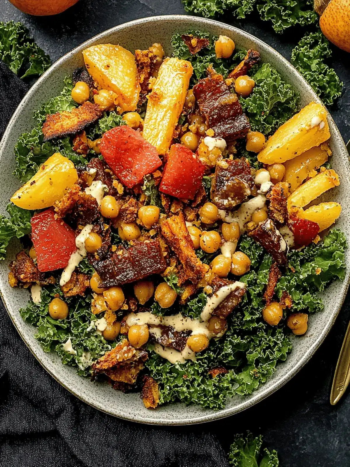 Fall Harvest BBQ Chickpea Kale Salad with a Zesty Twist 2 Fall Harvest BBQ Chickpea Kale Salad with Honey Mustard Dressing