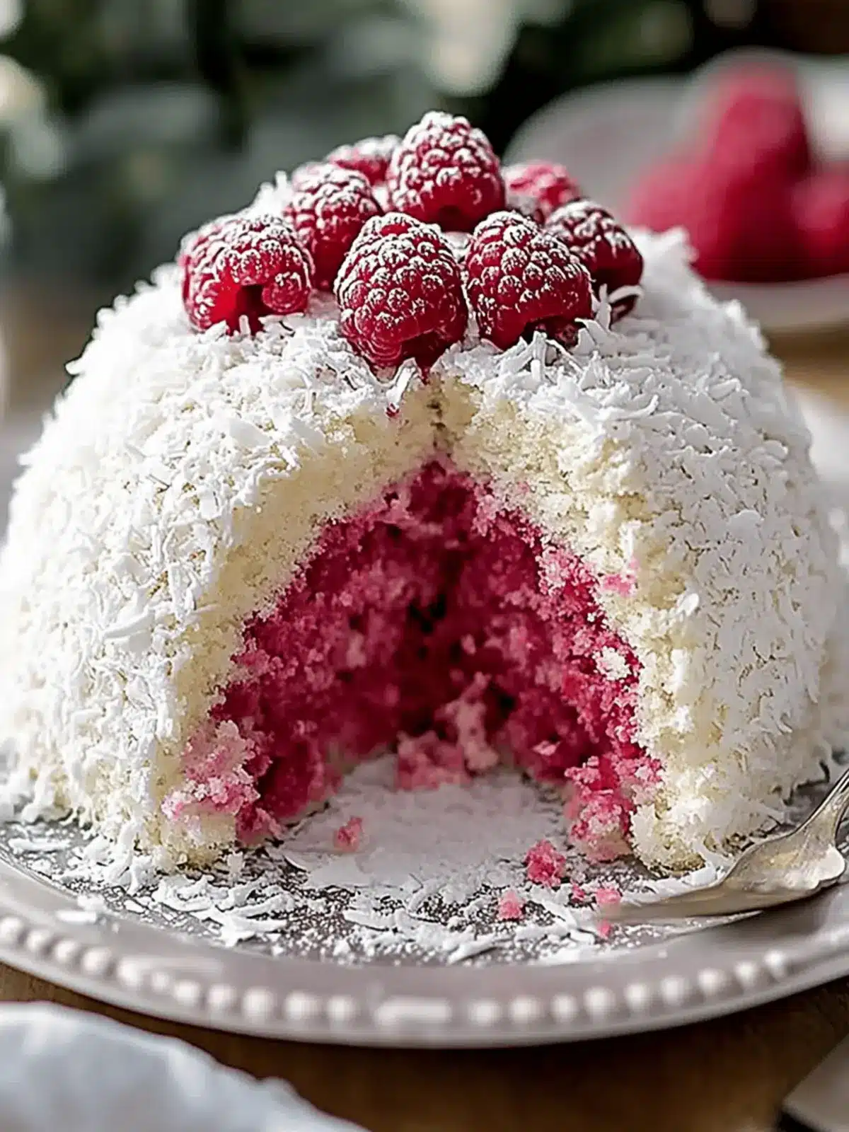 Raspberry Swirl Coconut Snowball Cake: Tropical Bliss Awaits 4 Raspberry Swirl Coconut Snowball Cake