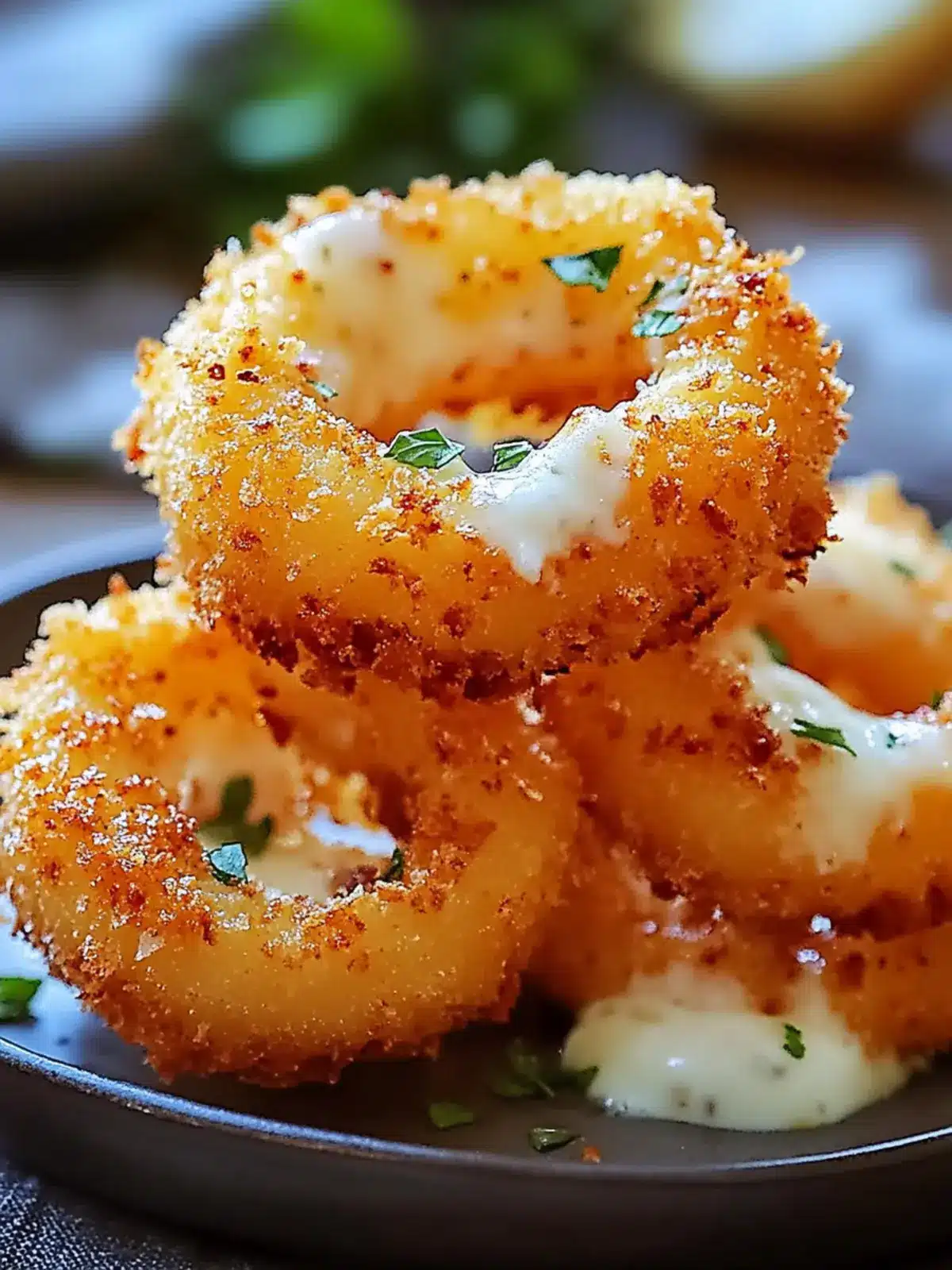 Cheesy Mozzarella Stuffed Onion Rings: A Snack You'll Crave 3 Cheesy Mozzarella Stuffed Onion Rings