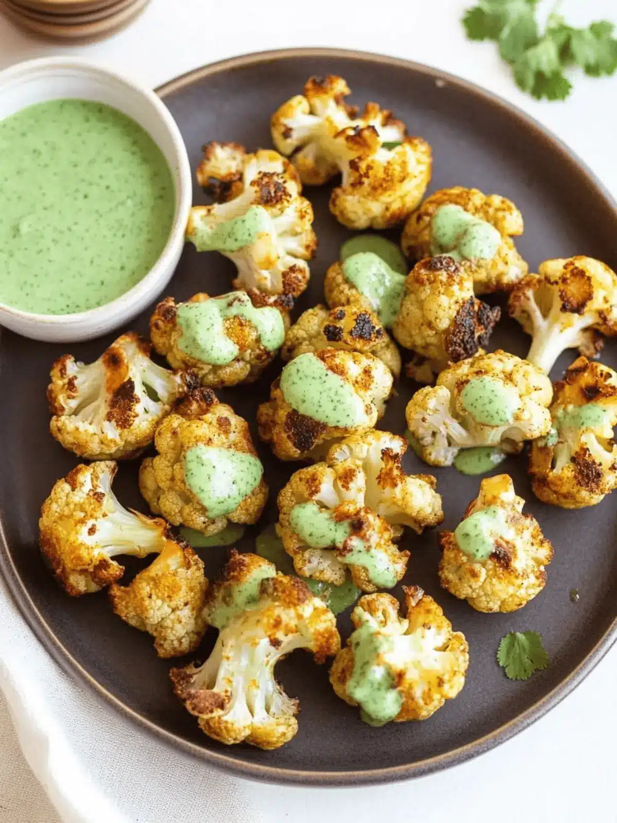 Crispy Air Fryer Cauliflower with Cilantro Yogurt Sauce Delight 4 Air Fryer Cauliflower with Cilantro Yogurt Sauce