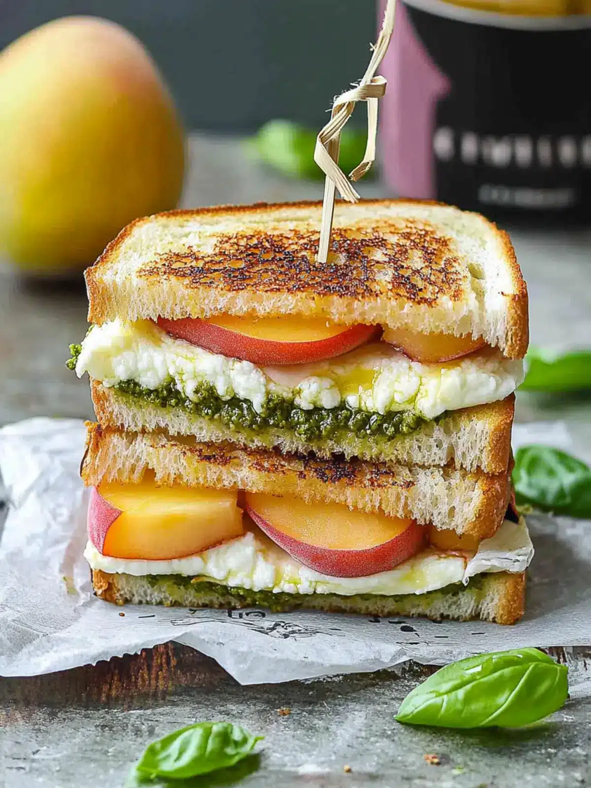 Peach Pesto & Burrata Sandwich: A Blissful Summer Bite 3 Peach, Pesto & Burrata Sandwich
