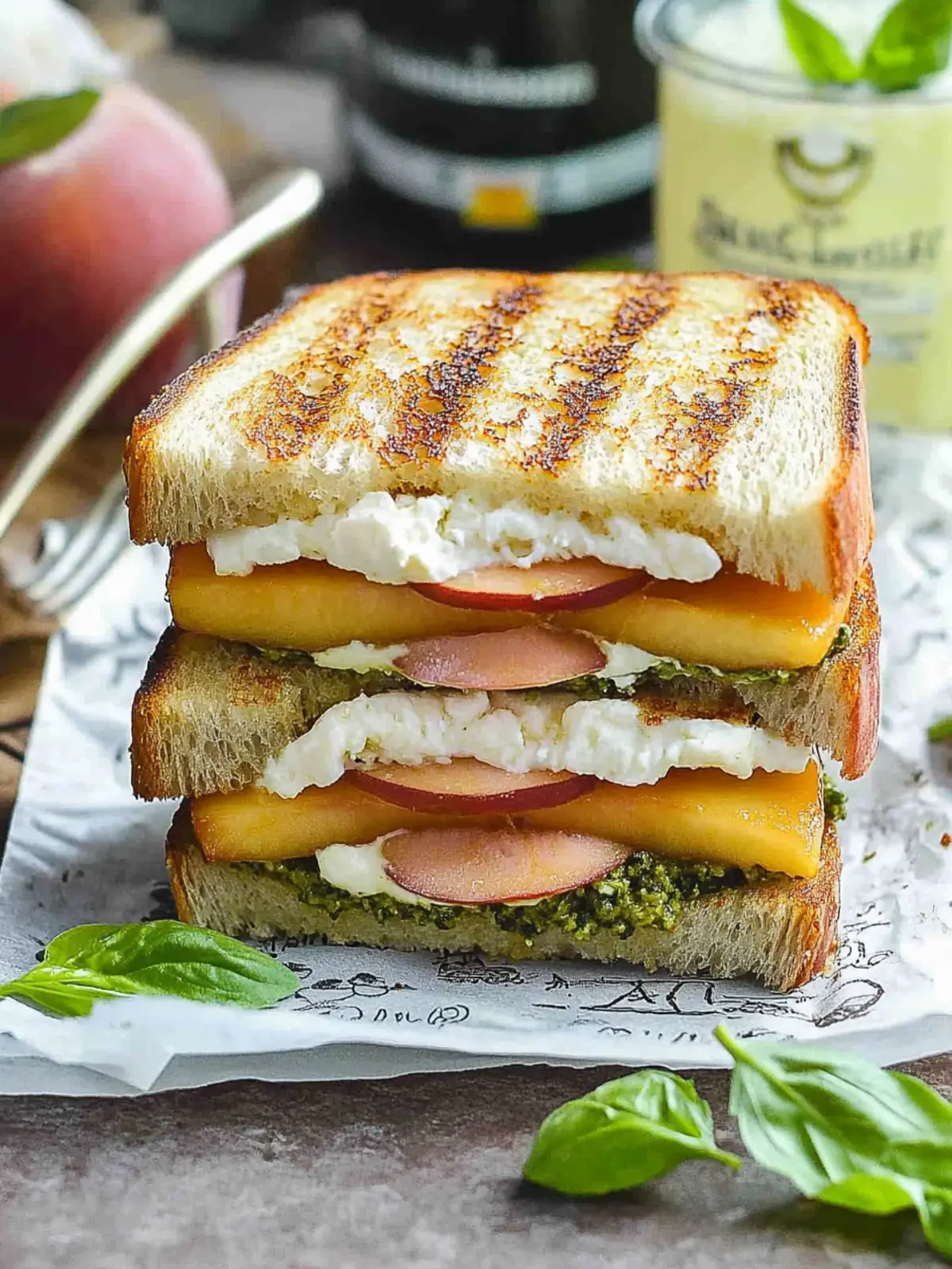 Peach Pesto & Burrata Sandwich: A Blissful Summer Bite 4 Peach, Pesto & Burrata Sandwich