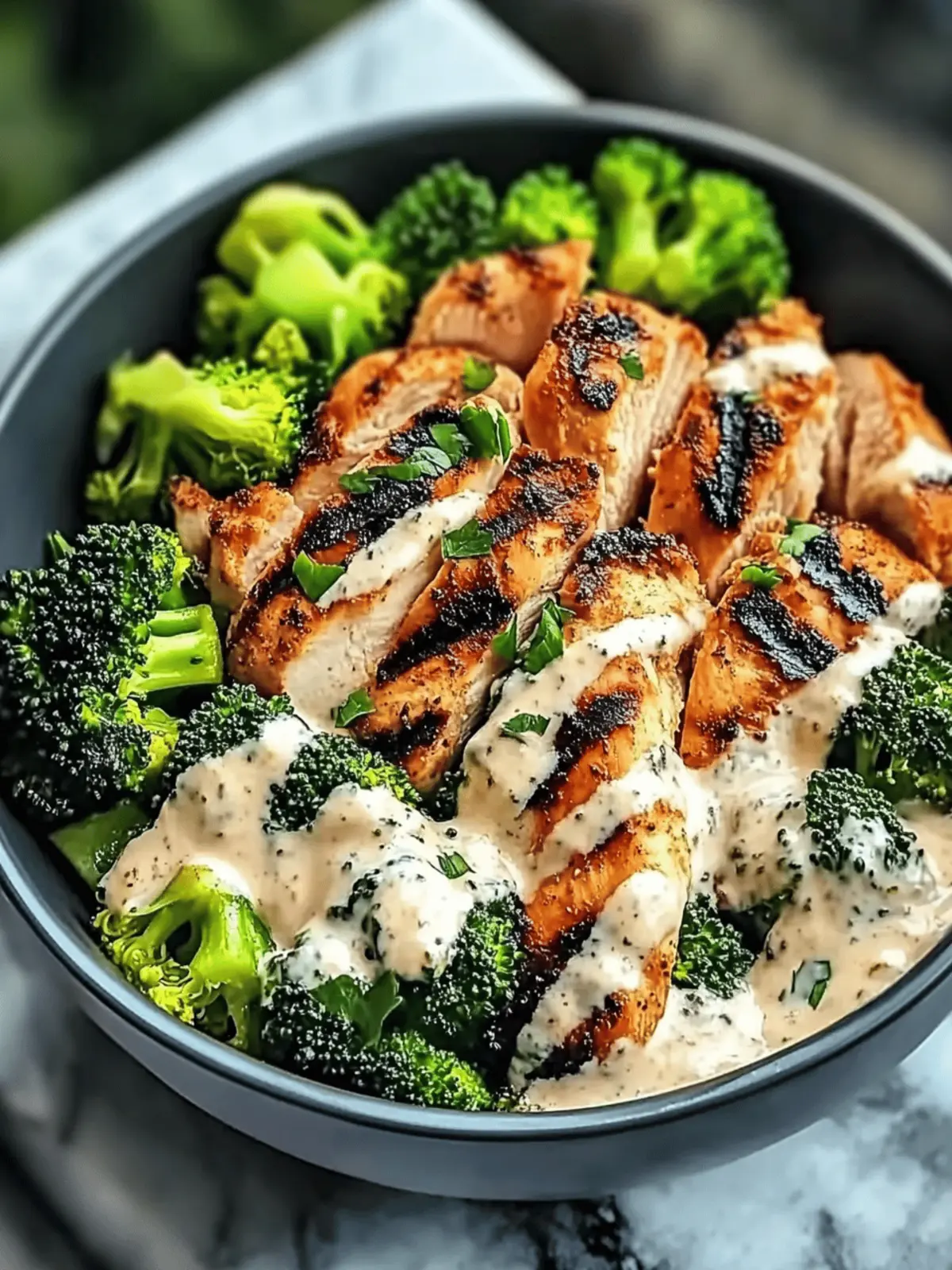 Delicious Grilled Chicken & Broccoli Bowls with Creamy Garlic Sauce 2 Grilled Chicken & Broccoli Bowls with Creamy Garlic Sauce