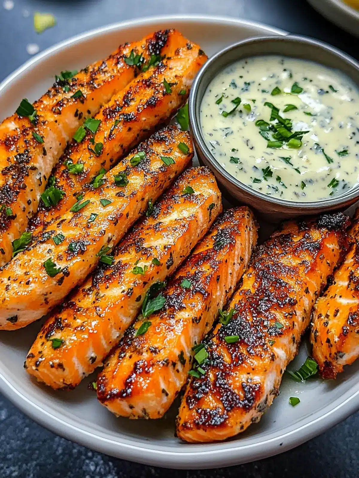 Crispy Salmon Strips with Herb Tartar Dip for Effortless Elegance 3 Crispy Salmon Strips with Herb Tartar Dip