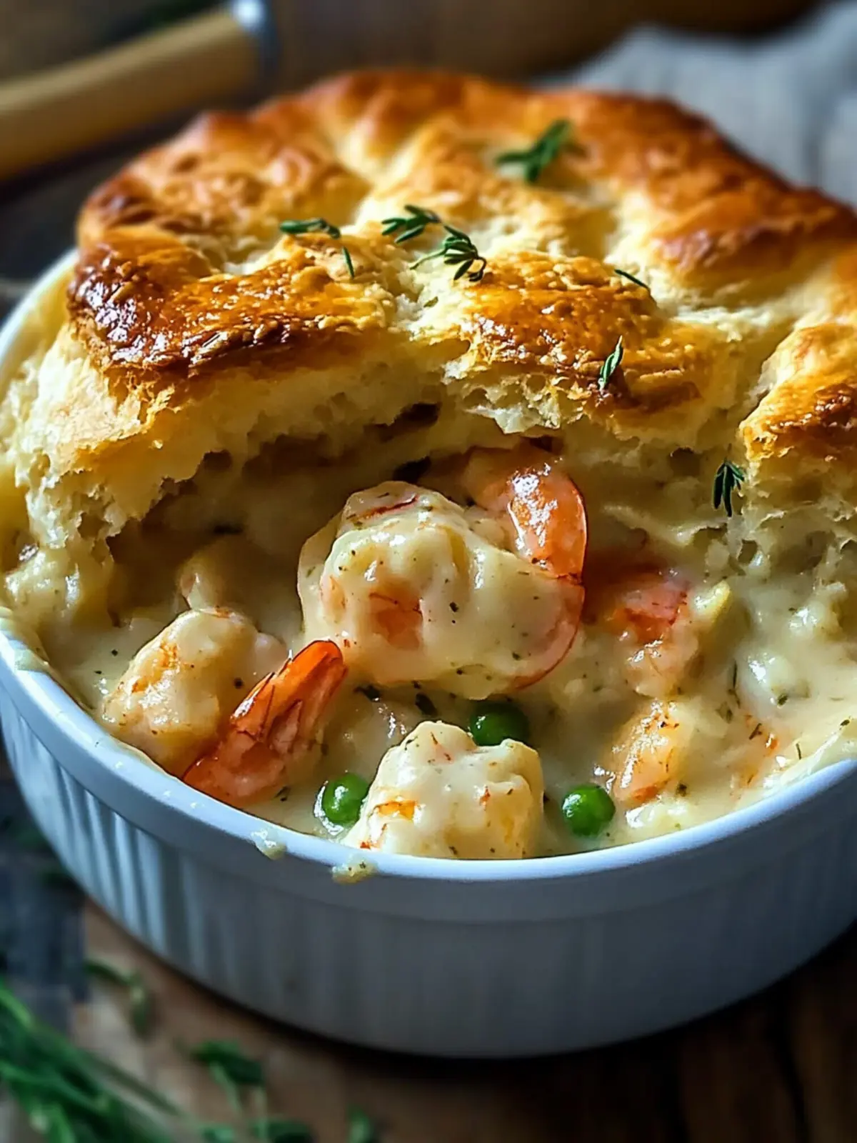 Seafood Pot Pie with Cheddar Bay Biscuit Topping Bliss 3 Seafood Pot Pie with Cheddar Bay Biscuit Topping