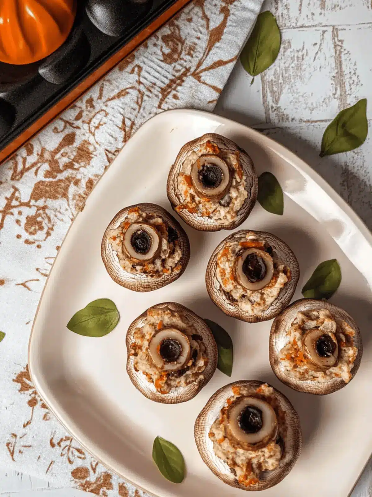 Stuffed Mushroom Eyeballs: A Creepy Delicious Treat for Halloween 3 Stuffed Mushroom Eyeballs