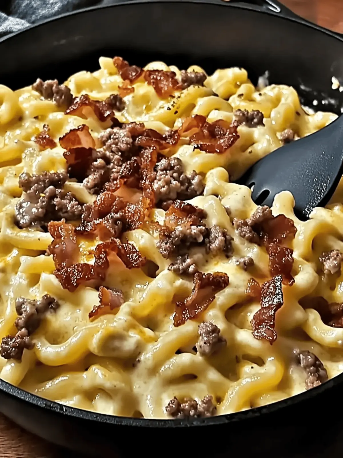 Loaded Bacon Cheeseburger Alfredo Pasta for Cozy Nights 3 Loaded Bacon Cheeseburger Alfredo Pasta
