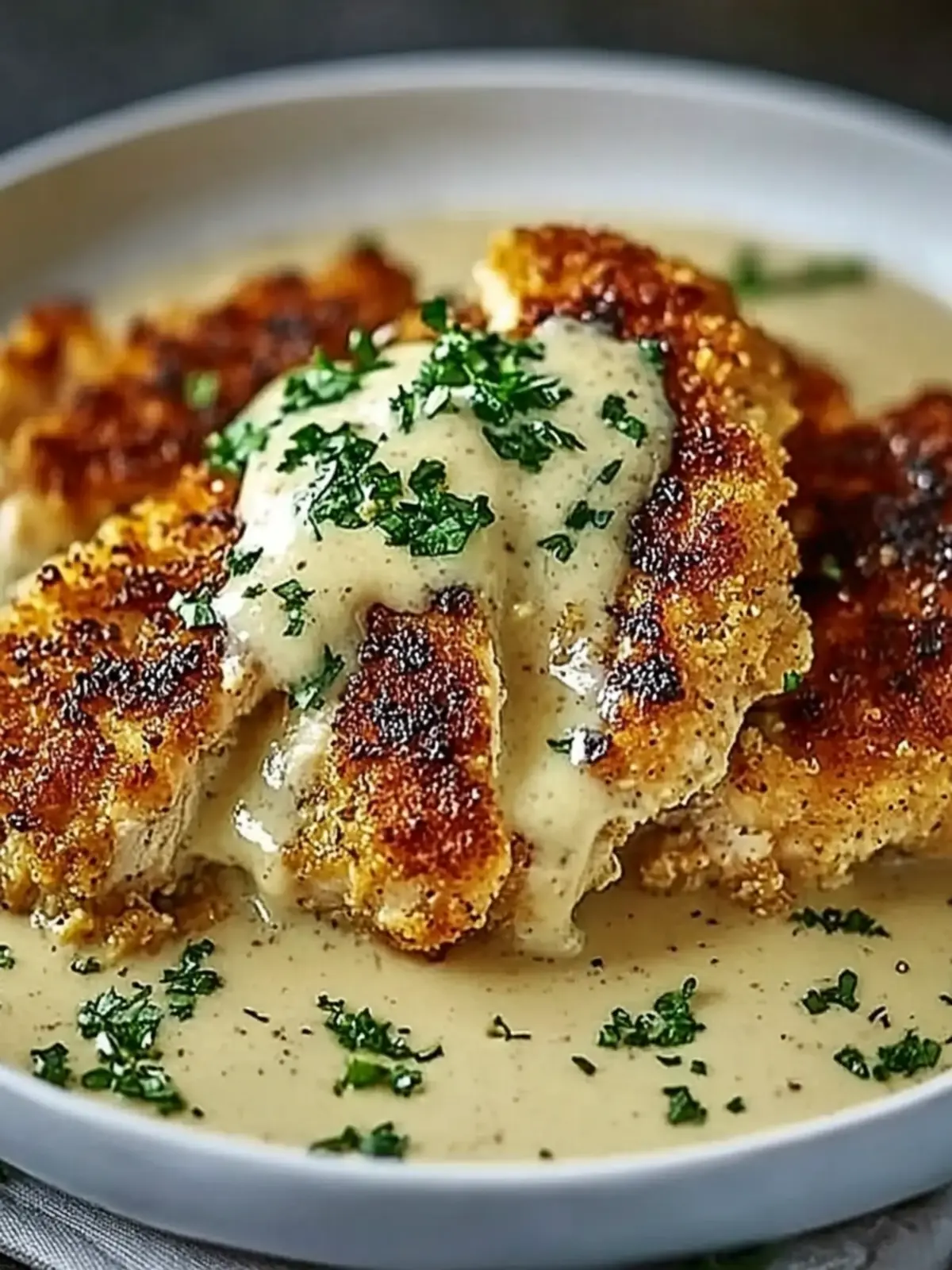 Parmesan Crusted Chicken with Creamy Garlic Sauce Bliss 4 Parmesan Crusted Chicken With Creamy Garlic Sauce