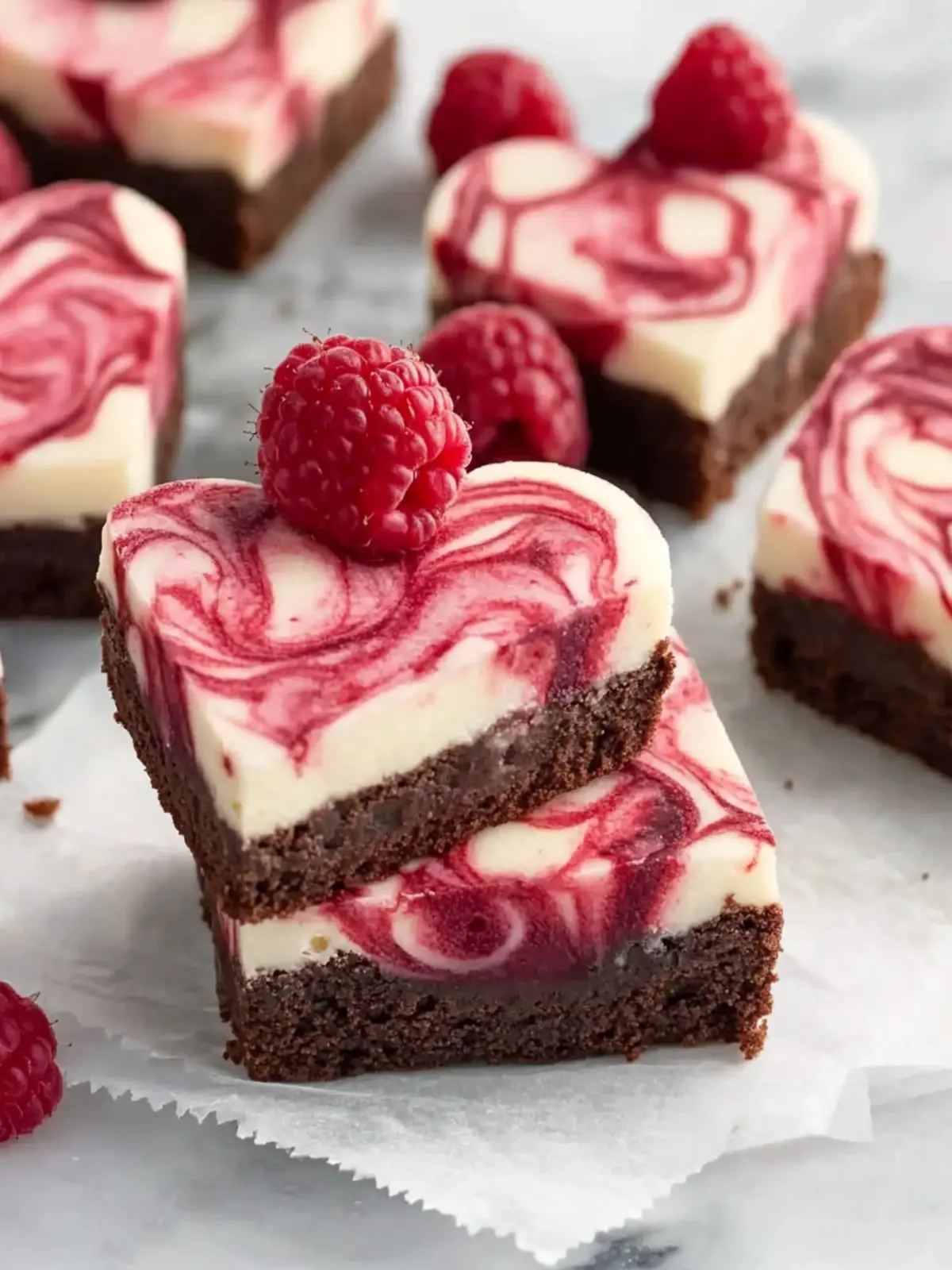 Heart Shaped Brownies with Raspberry Swirl and Cheesecake Magic 4 Heart Shaped Brownies (with Raspberry Swirl and Cheesecake Topping)