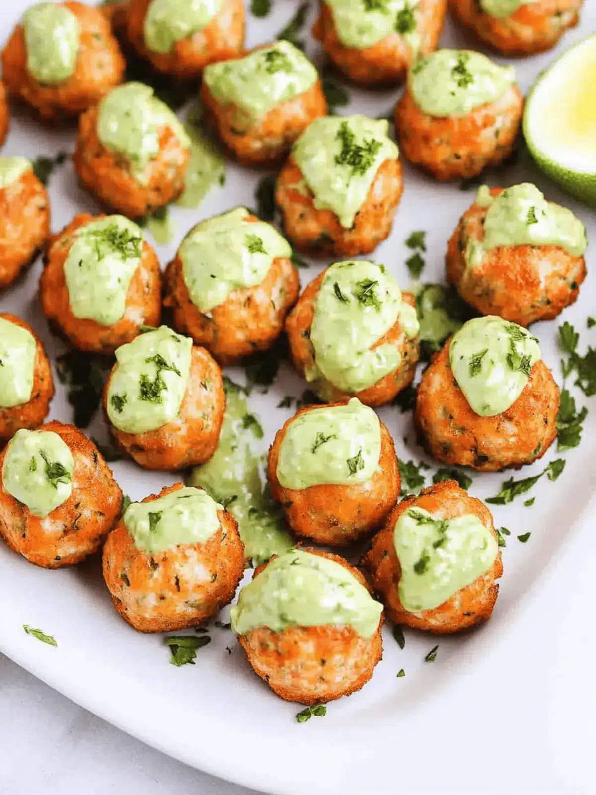 Savory Salmon Balls with Creamy Avocado Sauce Delight 3 Salmon Balls with Creamy Avocado Sauce