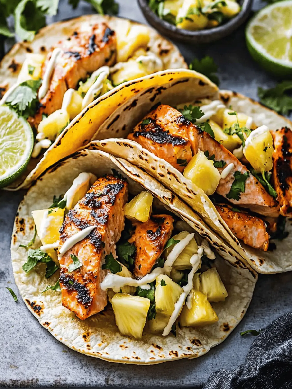 Chipotle Honey Salmon Tacos with Pineapple Salsa Bliss 4 Chipotle Honey Salmon Tacos with Pineapple Salsa