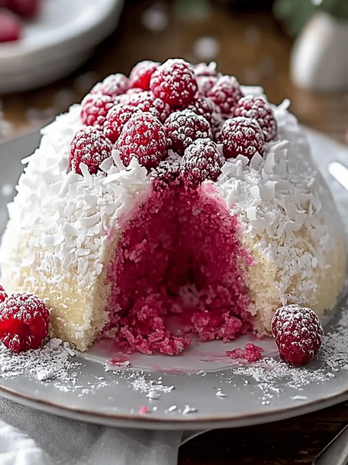 Raspberry Swirl Coconut Snowball Cake: Tropical Bliss Awaits 2 Raspberry Swirl Coconut Snowball Cake