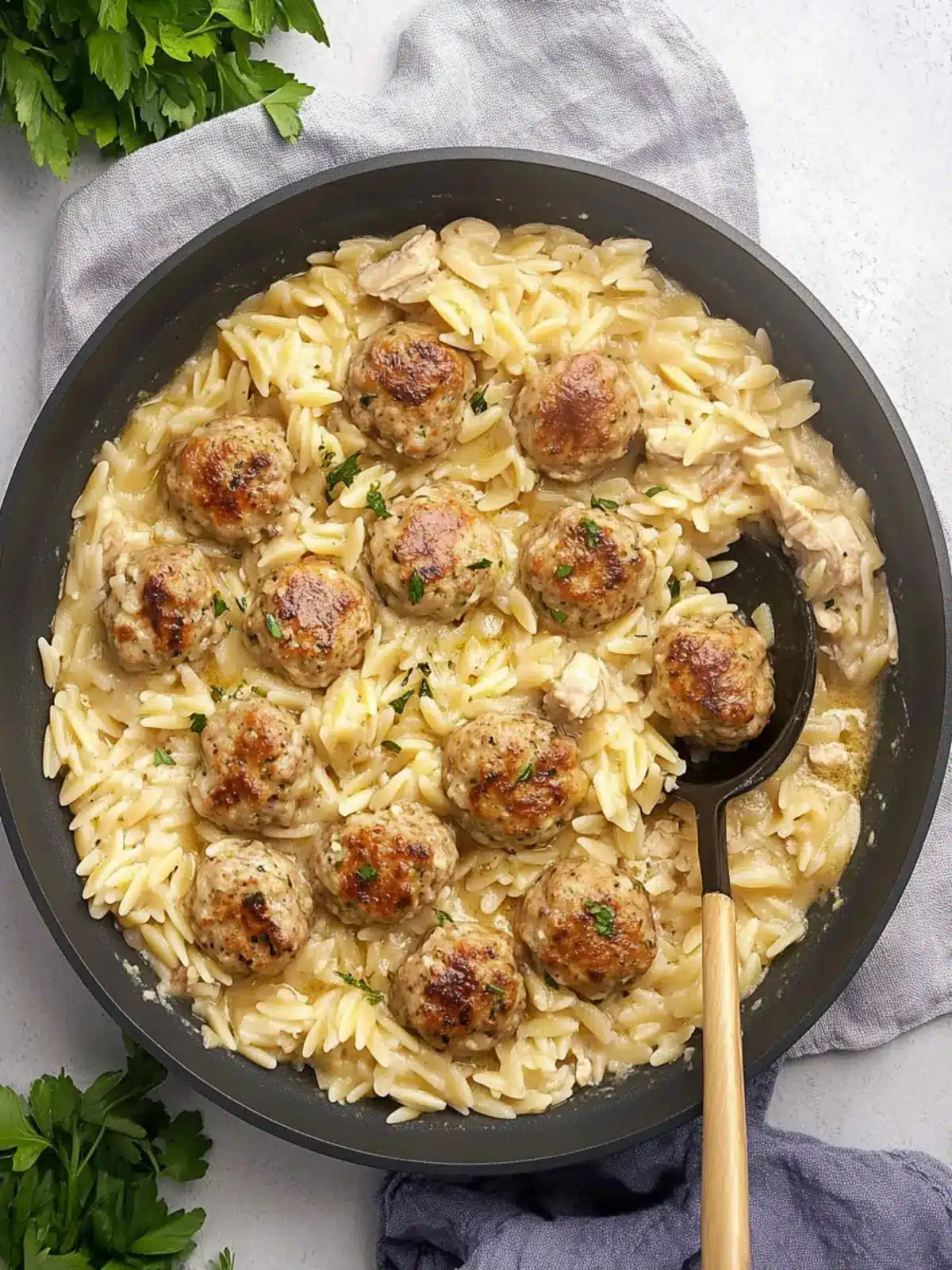 Delicious Chicken Meatballs with Orzo in One Pan Magic 2 Chicken Meatballs with Orzo