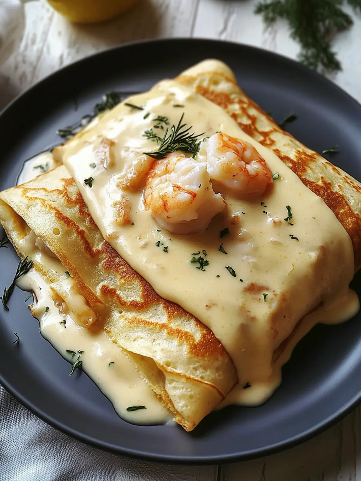Gourmet Seafood Crepes with Creamy B chamel Bliss 4 Gourmet Seafood Crepes with Homemade B chamel Sauce