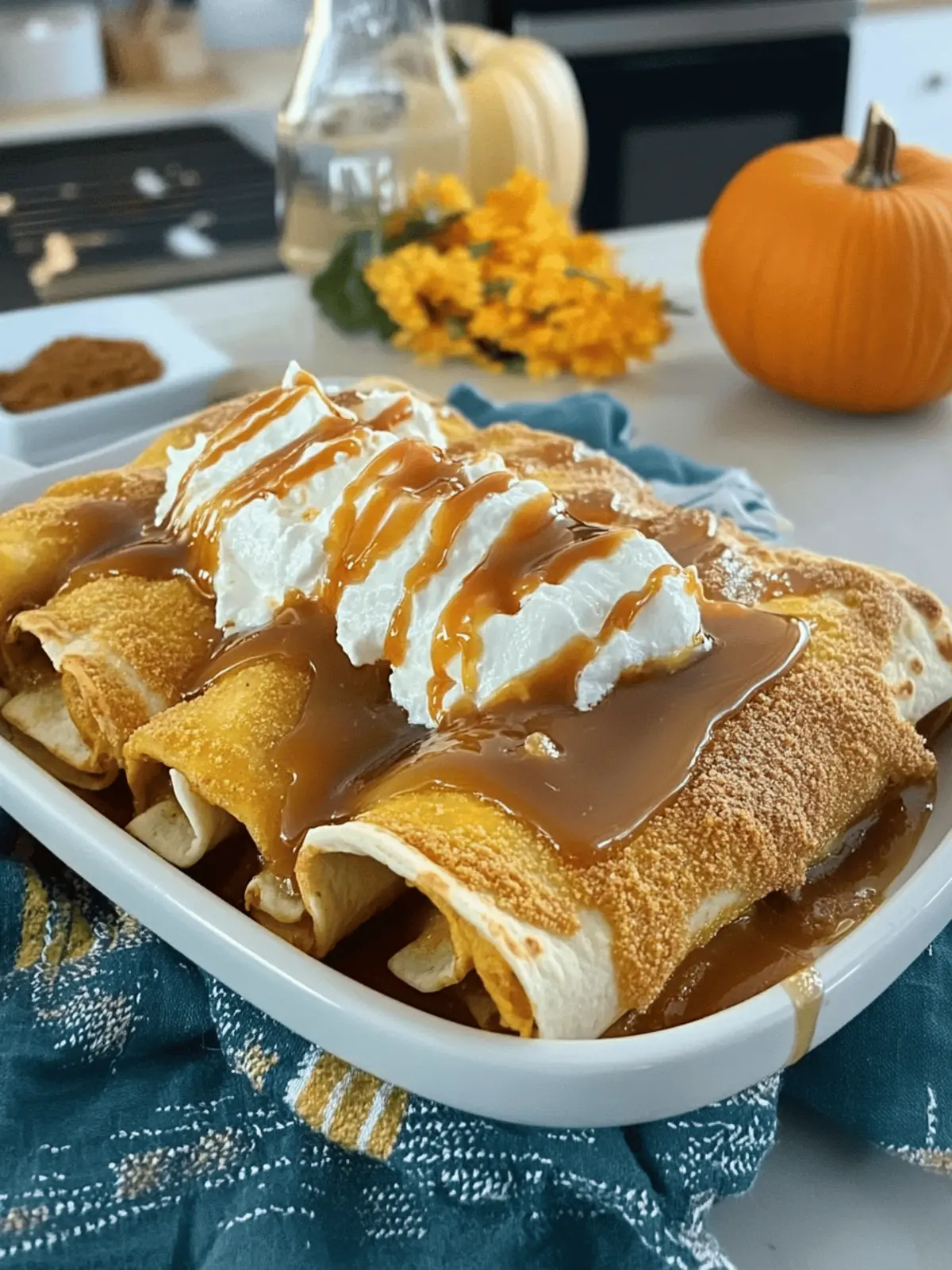 Irresistible Pumpkin Spice Cheesecake Enchiladas with Caramel Drizzle 4 Pumpkin Spice Cheesecake Enchiladas with Caramel Drizzle