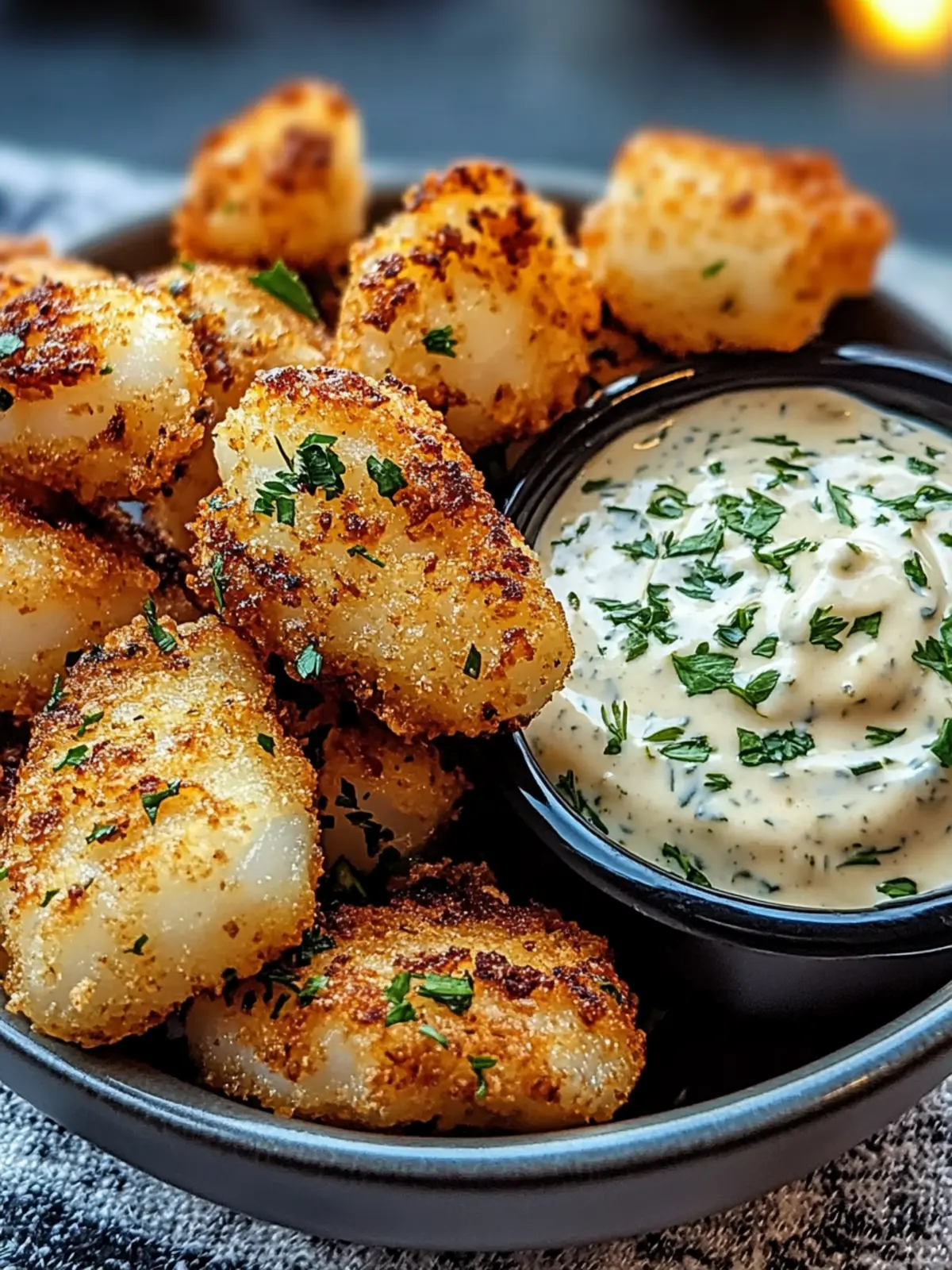 Crispy Garlic Cod Bites with Creamy Lemon Herb Dip Bliss 2 Crispy Garlic Cod Bites with Creamy Lemon Herb Dip