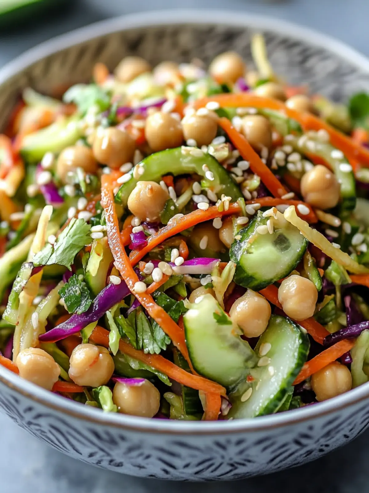 Crunchy Asian Cucumber and Chickpea Slaw with Zesty Dressing 3 Asian Cucumber and Chickpea Slaw