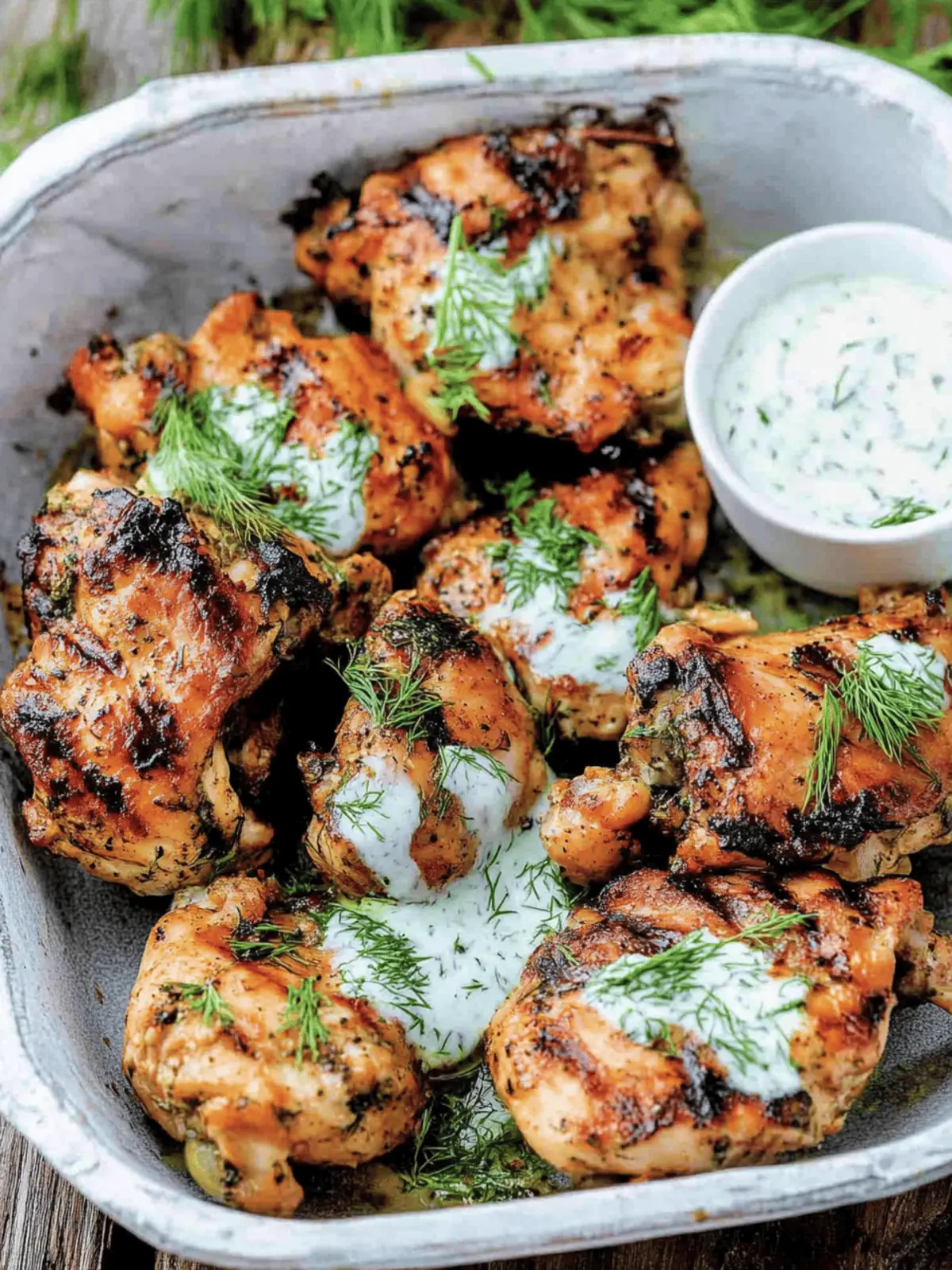 Mediterranean Grilled Chicken Thighs with Zesty Dill Sauce 3 Mediterranean Grilled Chicken Thighs with Dill Yogurt Sauce