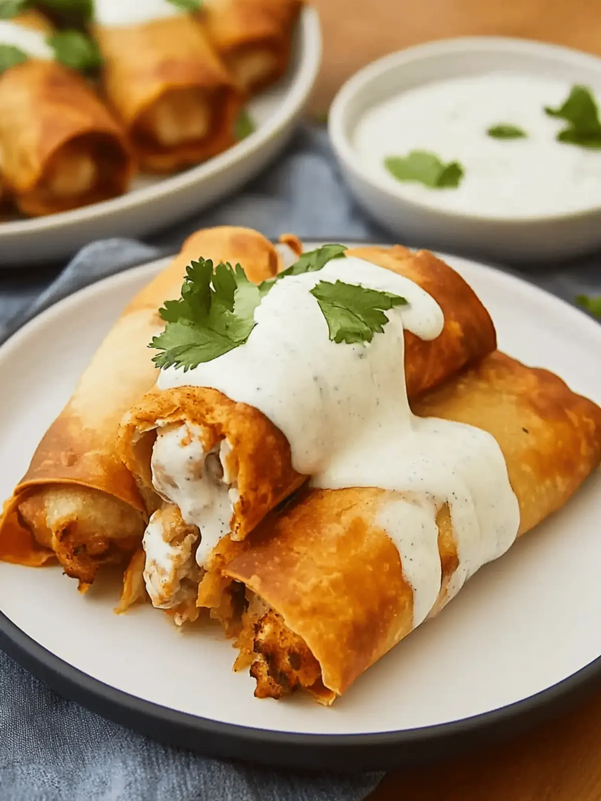 Irresistible Chicken Chimichangas with Sour Cream Sauce Recipe 3 Chicken Chimichangas with Sour Cream Sauce