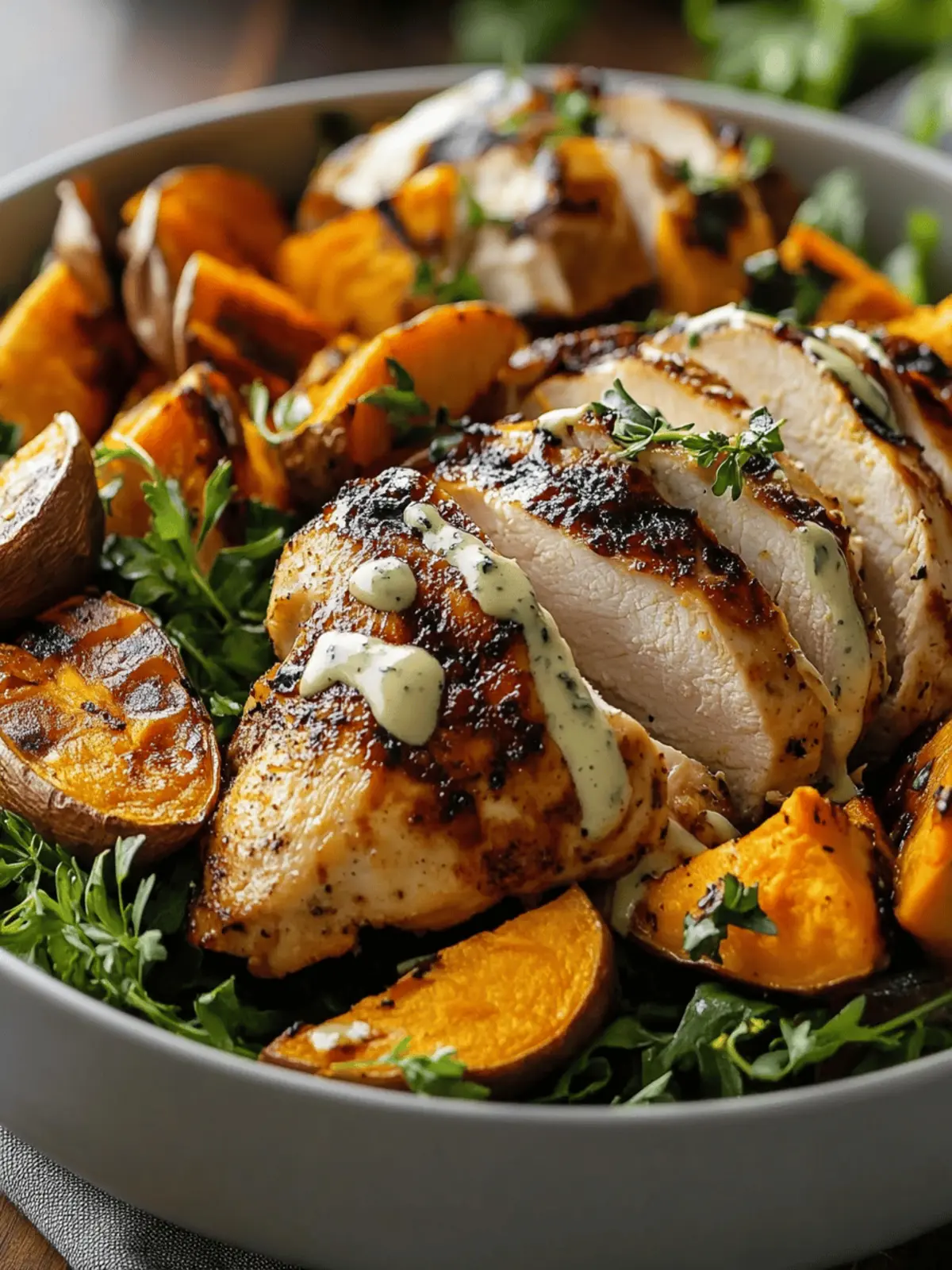 Maple Dijon Chicken & Roasted Sweet Potato Bowl Bliss 3 Maple Dijon Chicken & Roasted Sweet Potato