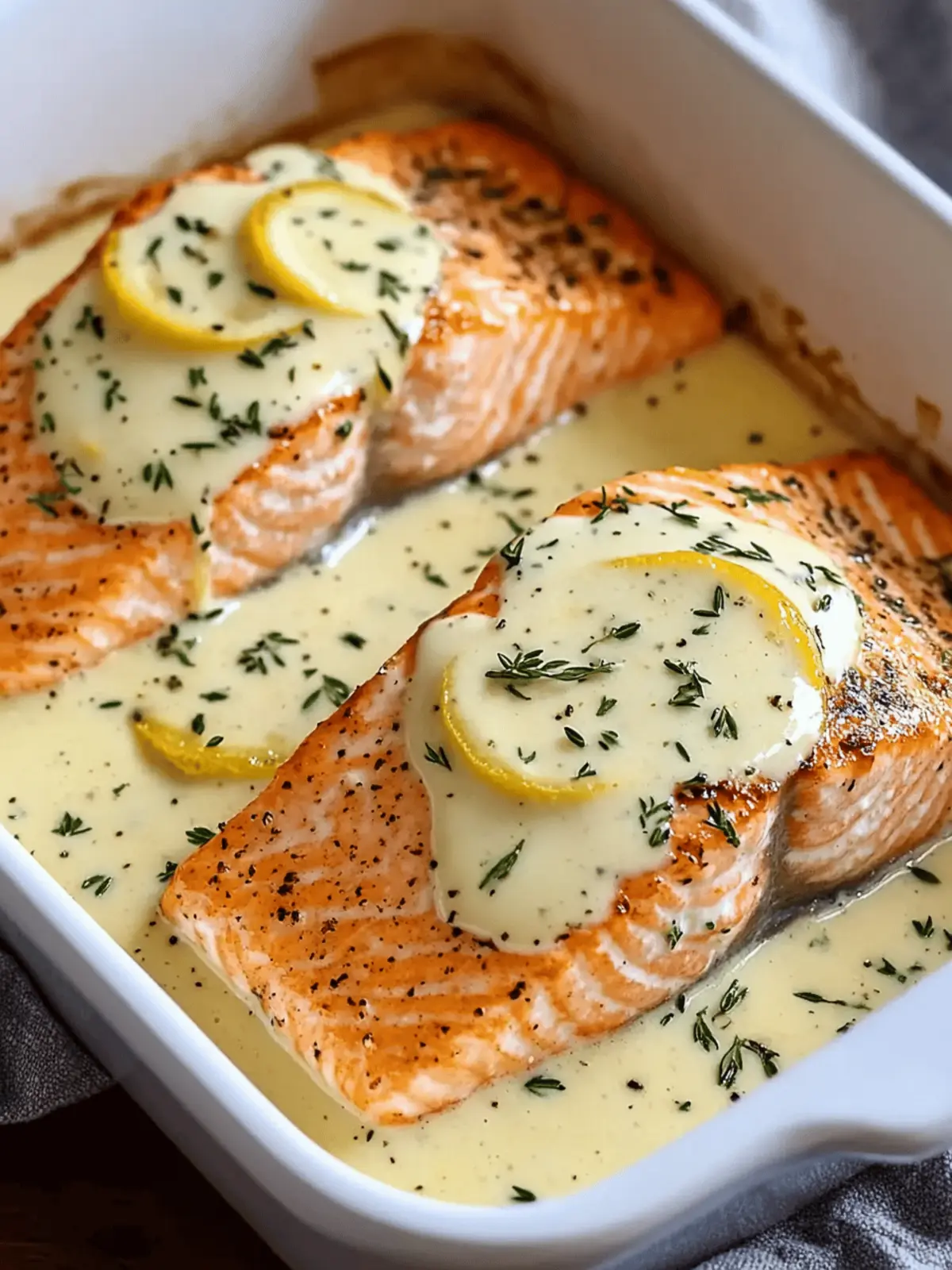 Baked Salmon with Lemon Butter Cream Sauce for a Luxurious Dinner 4 Baked Salmon with Lemon Butter Cream Sauce