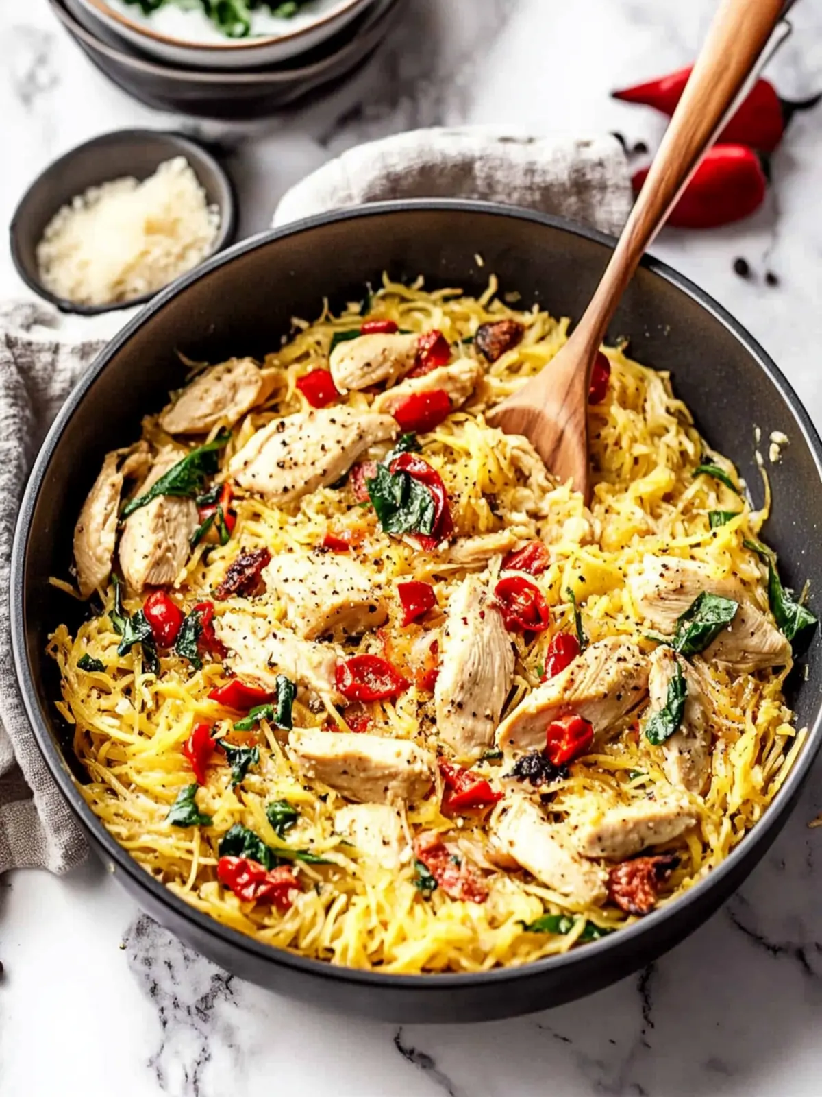 Creamy Tuscan Chicken and Spaghetti Squash You'll Crave 3 Tuscan Chicken and Spaghetti Squash
