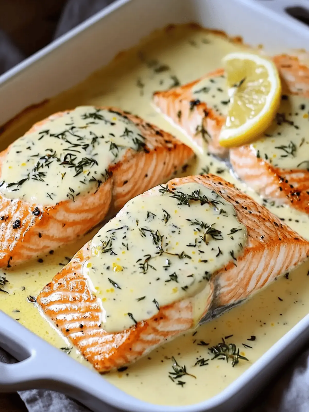 Baked Salmon with Lemon Butter Cream Sauce for a Luxurious Dinner 2 Baked Salmon with Lemon Butter Cream Sauce