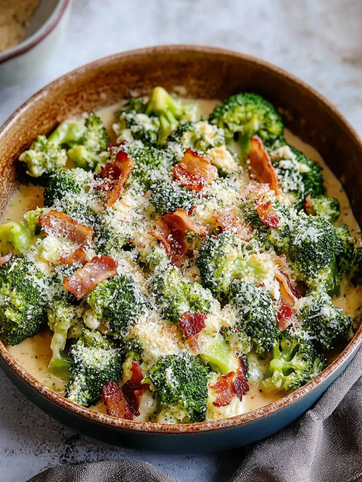 Creamy Garlic Parmesan Broccoli Recipe with Bacon Bliss 2 Creamy Garlic Parmesan Broccoli Recipe with Bacon