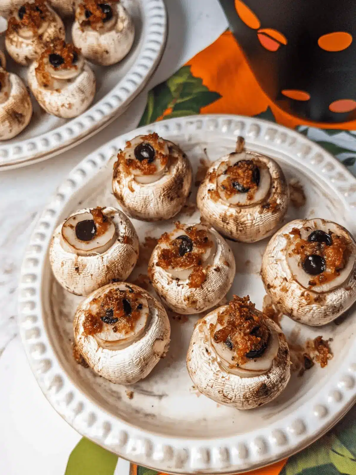 Stuffed Mushroom Eyeballs: A Creepy Delicious Treat for Halloween 4 Stuffed Mushroom Eyeballs