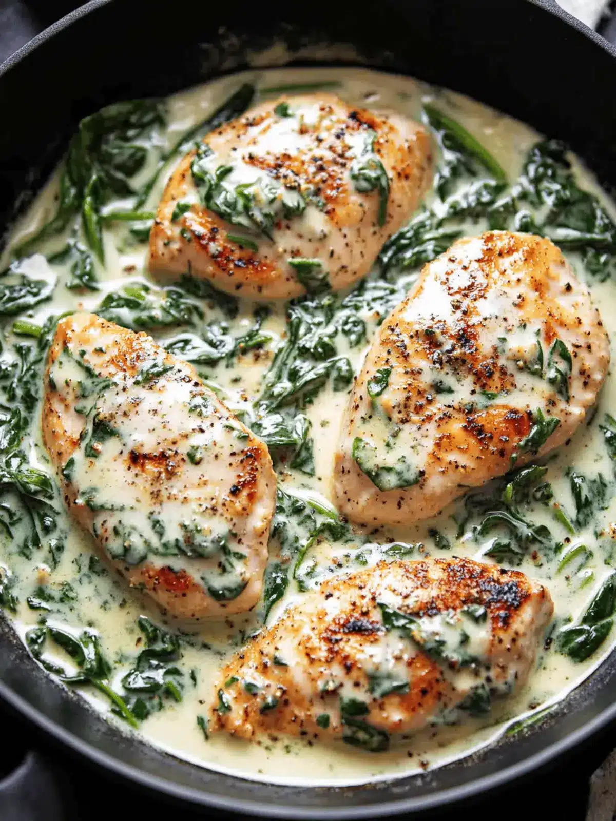 Creamy Spinach Parmesan Chicken Breasts - A Weekend Delight 3 Creamy Chicken Breast in Spinach Parmesan Sauce