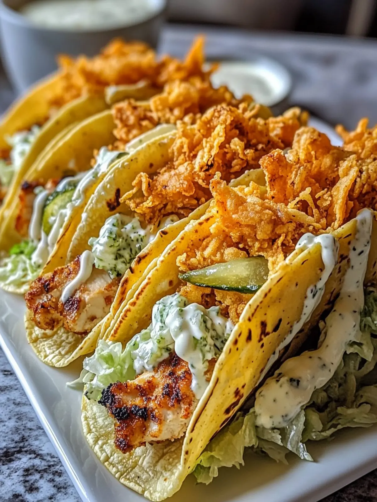 Dill Pickle Ranch Smash Chicken Tacos with Crispy Cheese Delight 4 Dill Pickle Ranch Smash Chicken Tacos with Crispy Cheese Delight