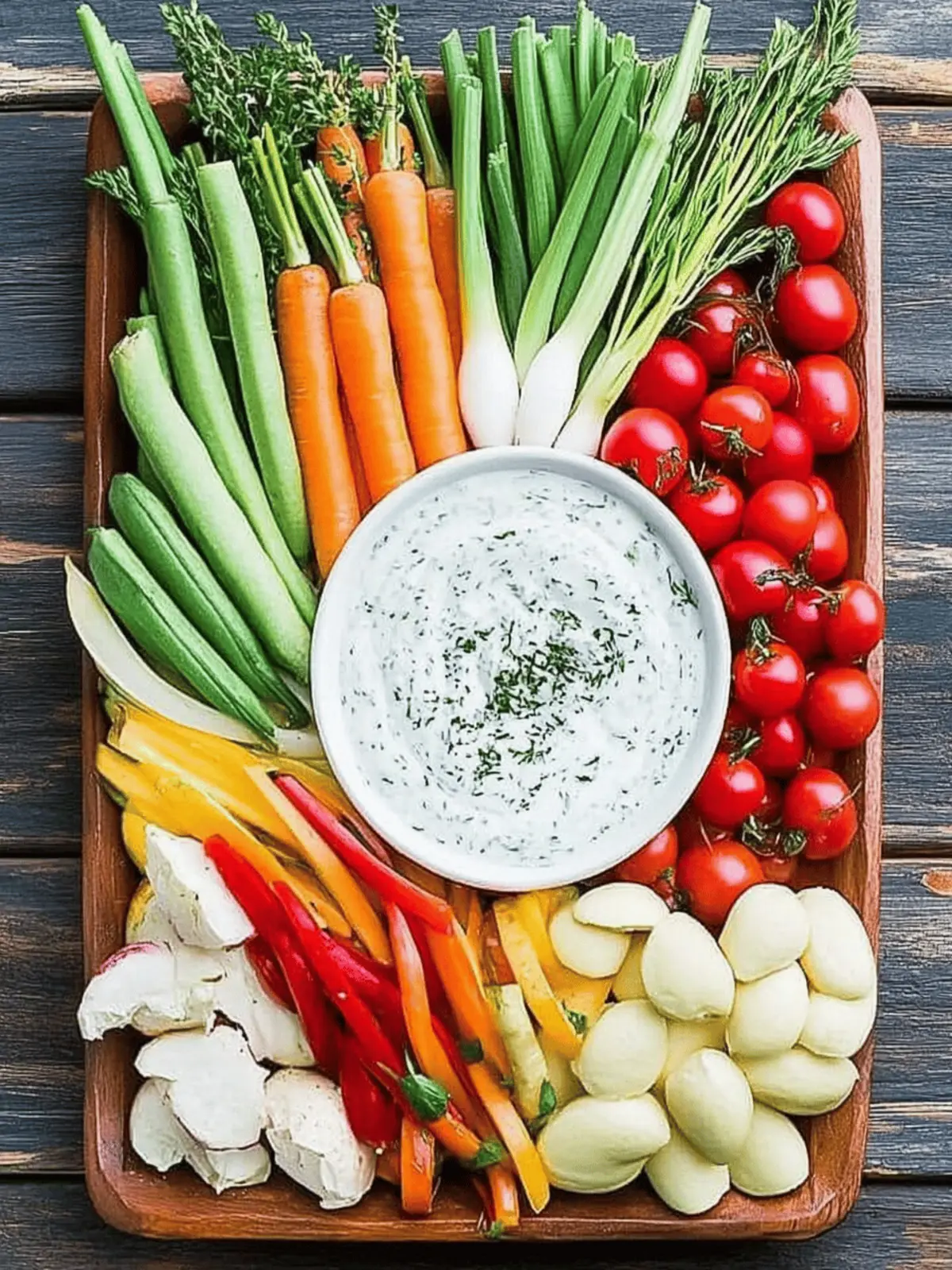 Spring Vegetable Platter with Herbed Greek Yogurt Dip Delight 2 Spring Vegetable Platter with Herbed Greek Yogurt Dip