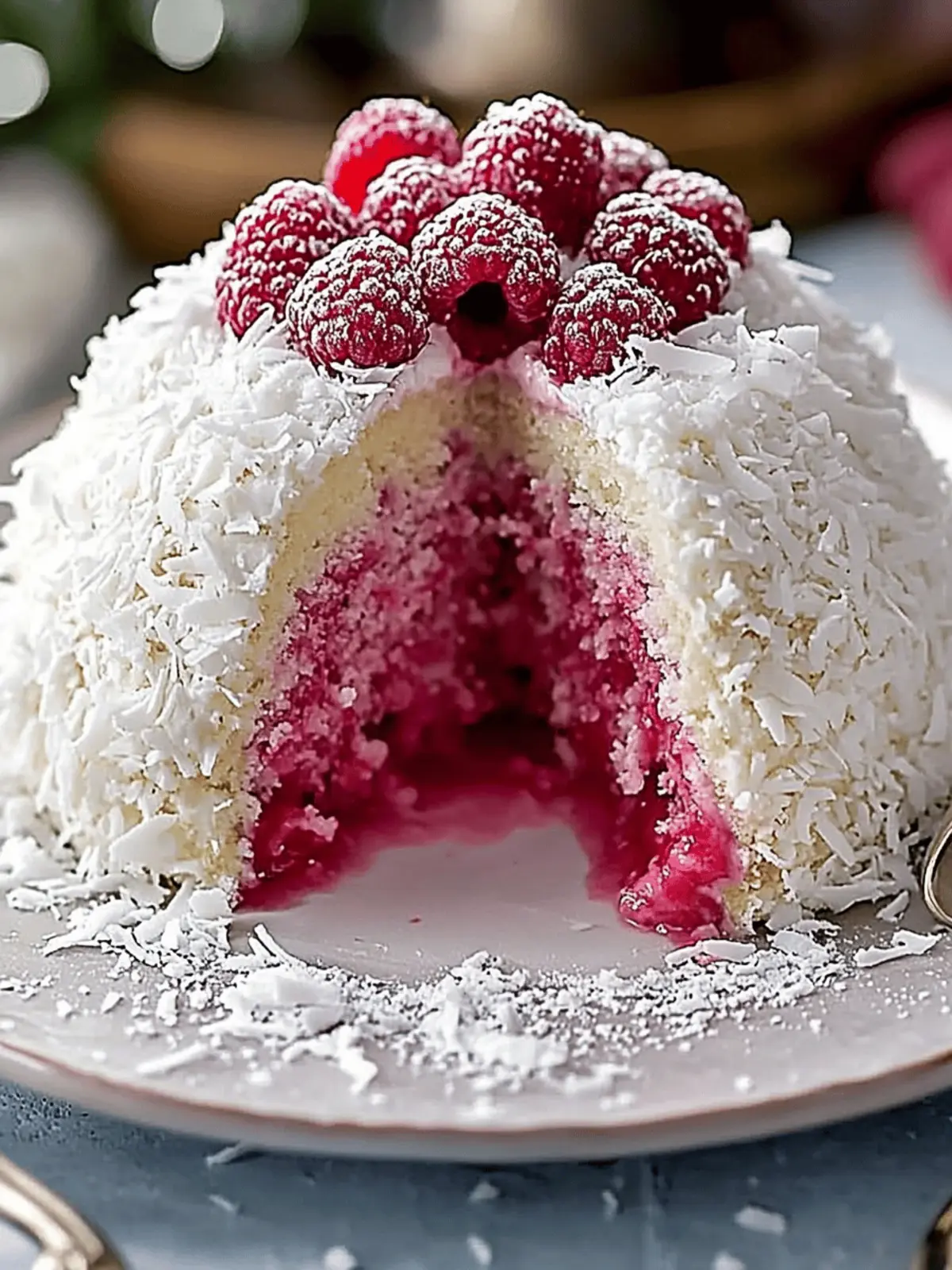 Raspberry Swirl Coconut Snowball Cake: Tropical Bliss Awaits 3 Raspberry Swirl Coconut Snowball Cake