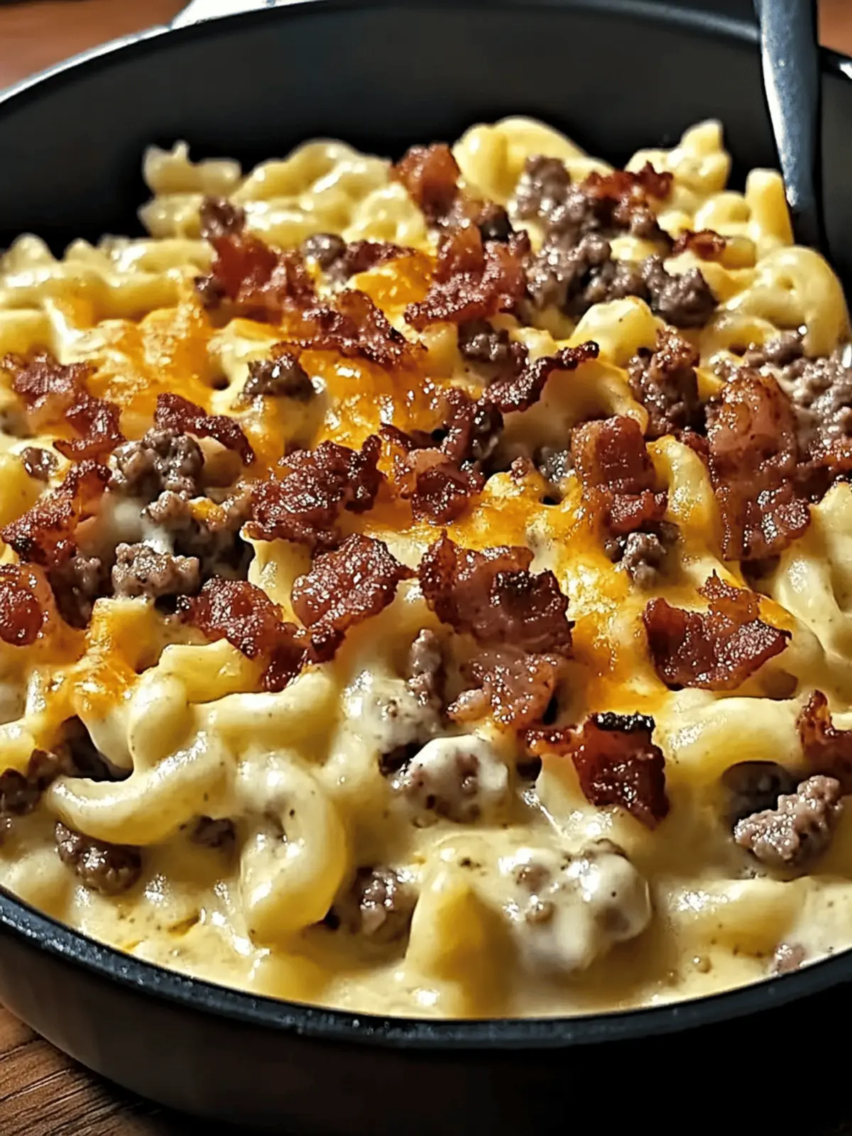 Loaded Bacon Cheeseburger Alfredo Pasta for Cozy Nights 4 Loaded Bacon Cheeseburger Alfredo Pasta