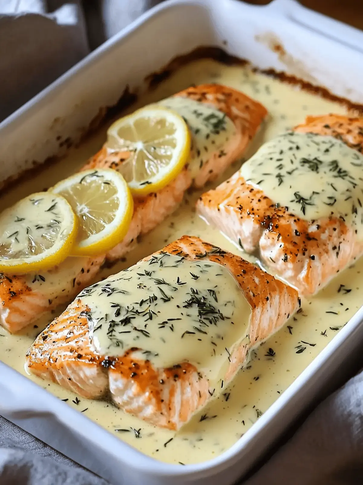 Baked Salmon with Lemon Butter Cream Sauce for a Luxurious Dinner 3 Baked Salmon with Lemon Butter Cream Sauce