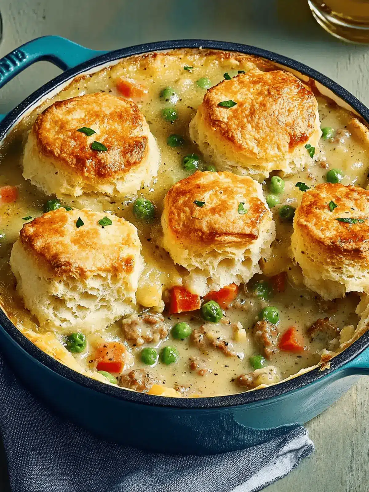 Easy Breakfast Pot Pie with Sausage Gravy & Biscuit Topping Bliss 3 Easy Breakfast Pot Pie with Sausage Gravy & Biscuit Topping