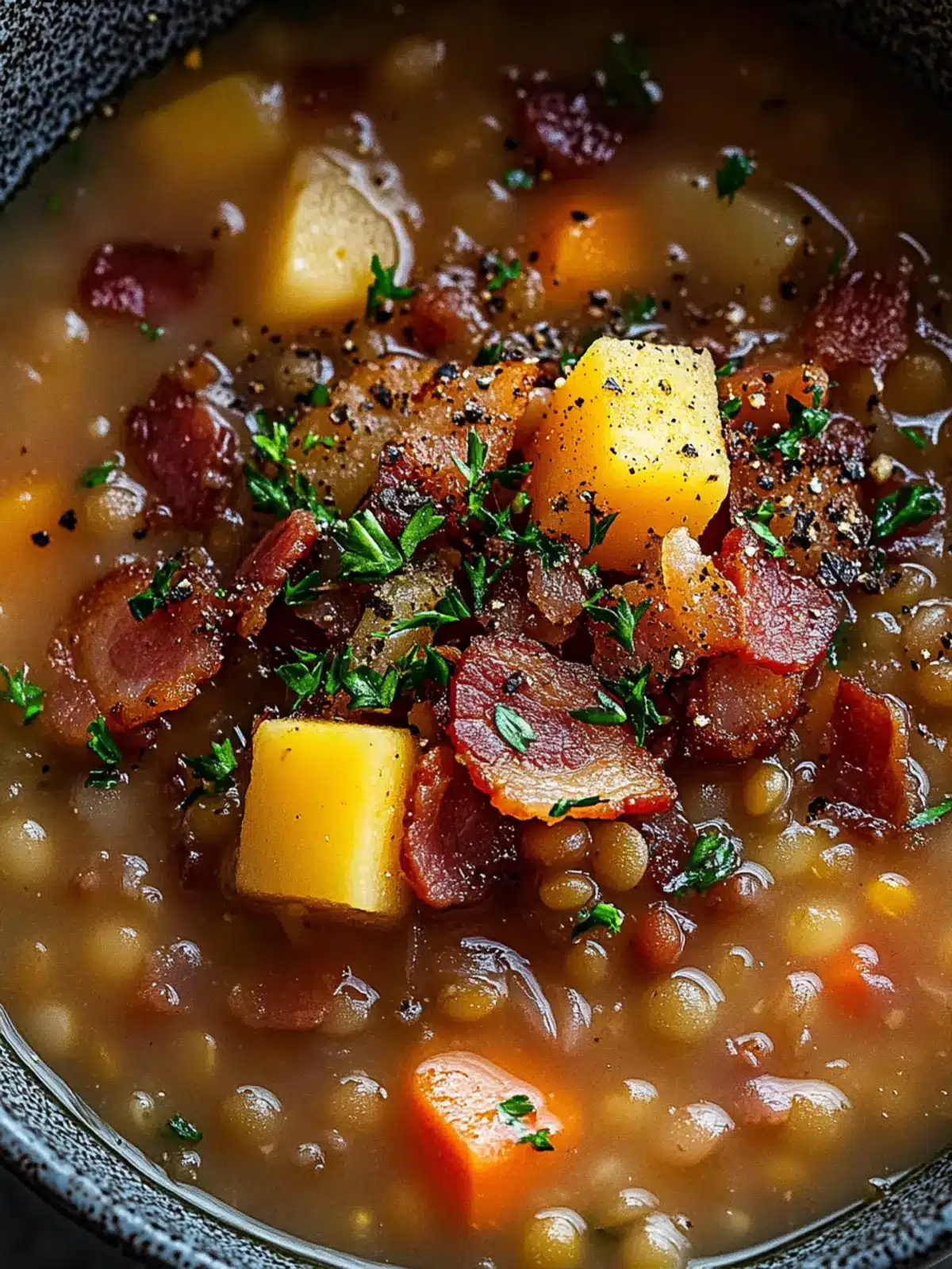 Cozy Up with This Hearty French Lentil Bacon Soup Today 2 Cozy Up with This French Lentil Bacon Soup