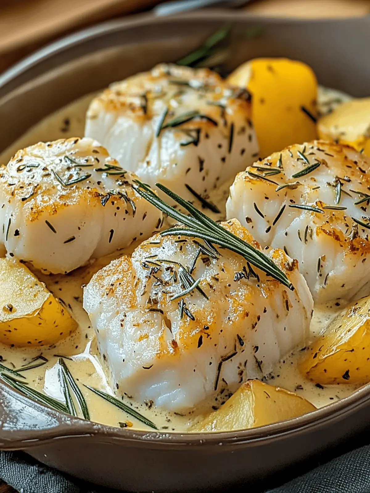 Rosemary Cream Sauce Cod & Potatoes: Comfort Food Bliss 4 Rosemary Cream Sauce Cod & Potatoes