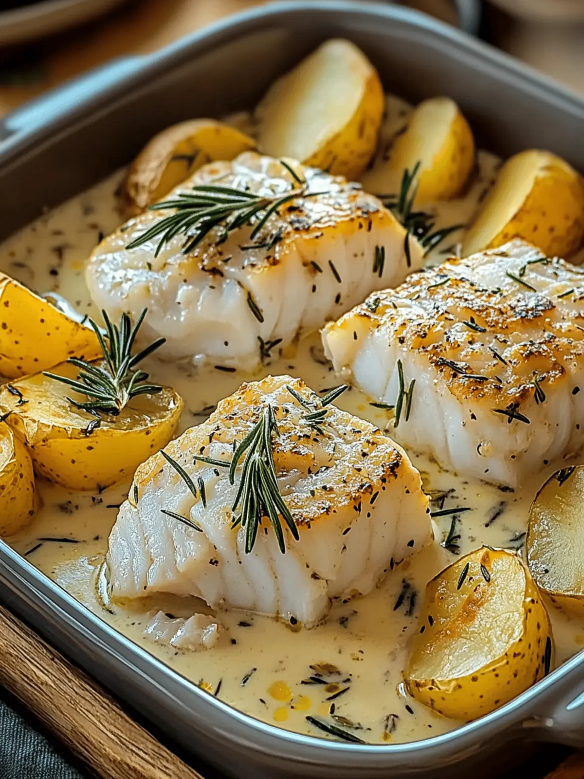 Rosemary Cream Sauce Cod & Potatoes: Comfort Food Bliss 3 Rosemary Cream Sauce Cod & Potatoes