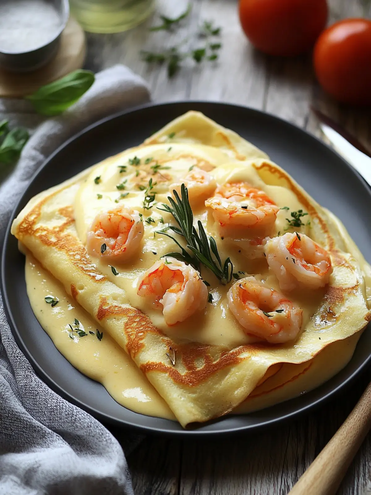 Gourmet Seafood Crepes with Creamy B chamel Bliss 2 Gourmet Seafood Crepes with Homemade B chamel Sauce
