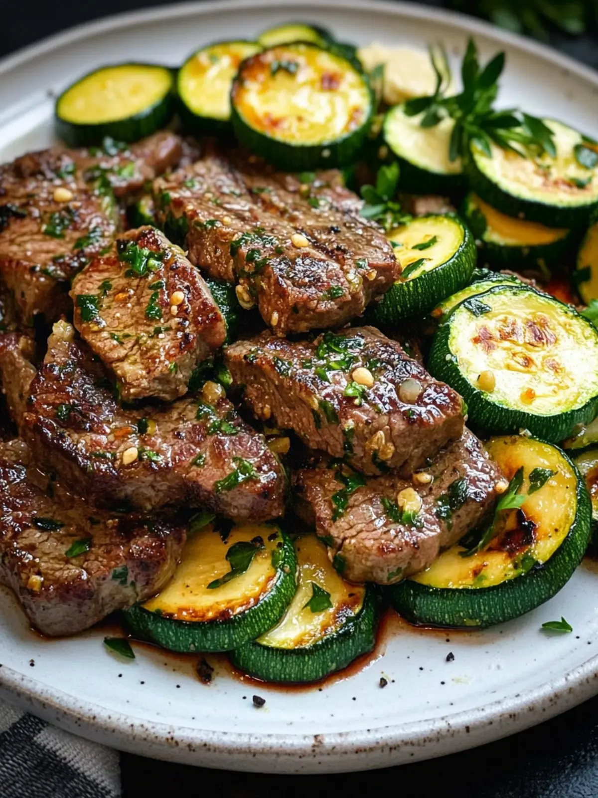 Garlic Butter Steak & Zucchini Delight Ready in 15 Minutes! 3 Garlic Butter Steak & Zucchini Delight