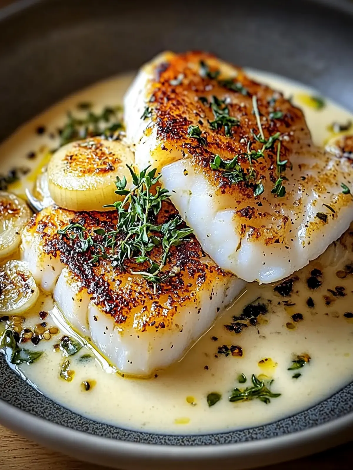 Savor Pan-Seared Cod with Garlic Cream Sauce in 30 Minutes 4 Pan-Seared Cod with Garlic Cream Sauce
