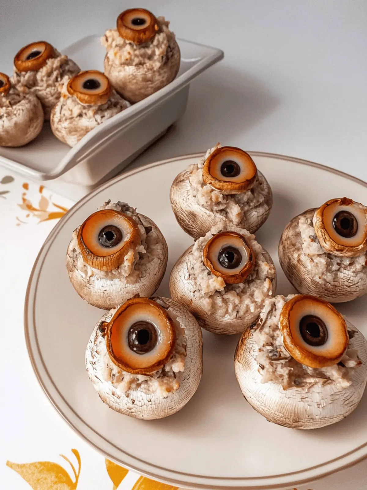 Stuffed Mushroom Eyeballs: A Creepy Delicious Treat for Halloween 2 Stuffed Mushroom Eyeballs